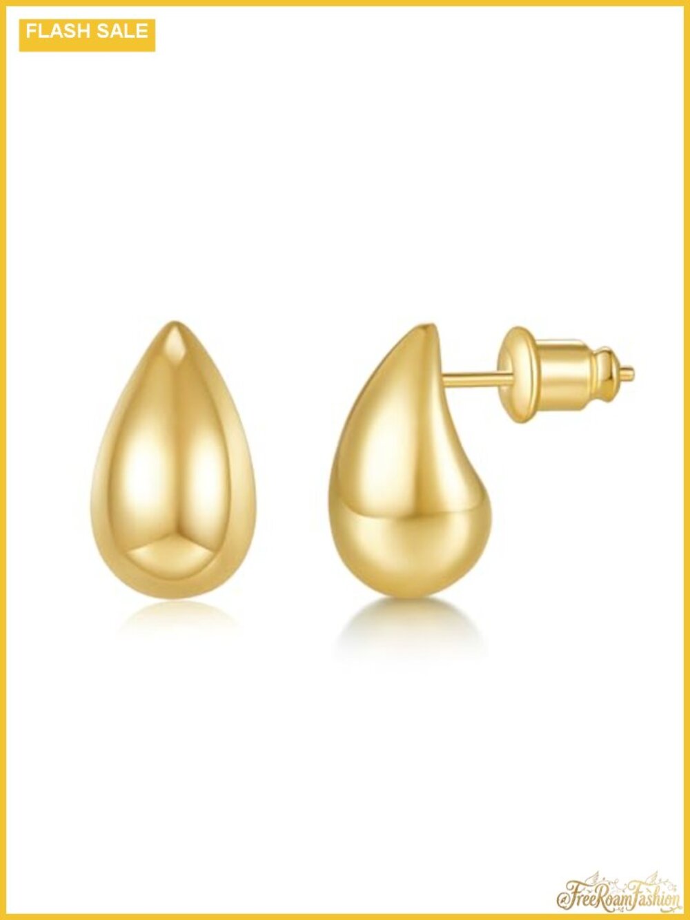 14K Gold Plated Hoop Teardrop Chunky Stud Earrings | 925 Sterling Silver Post
